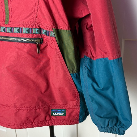 Vintage 90s LL Bean Anorak Aztec Pattern Pullover Parka Southwestern Medium - Picture 4 of 13